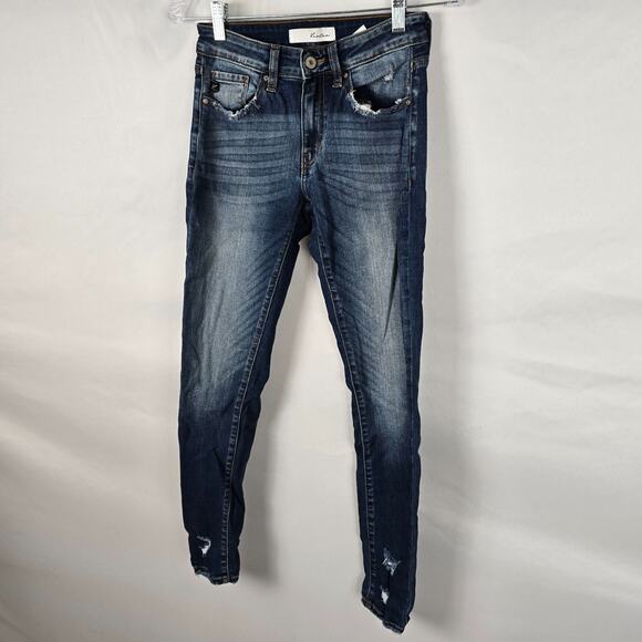 KanCan Jeans Women's 3 / 25 Blue Dark Wash Ankle Super Skinny Distressed - Picture 16 of 16